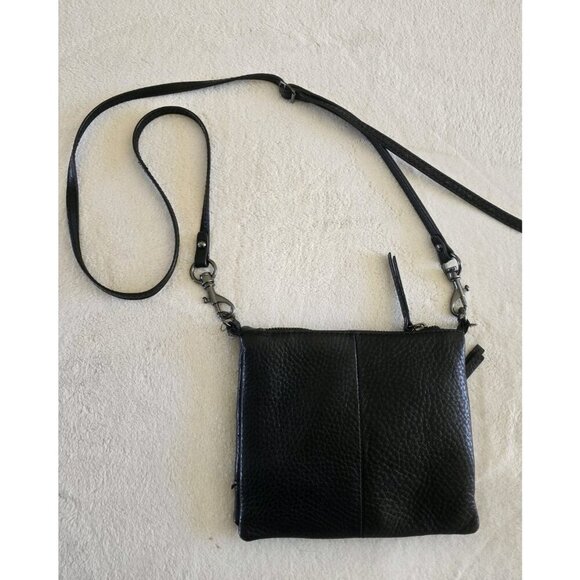 J Crew Black Leather‎ Purse Mini Crossbody Pebbled Turn Lock - Picture 5 of 10